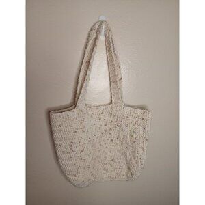 Neutral Medium Sized Crocheted Shoulder Bag